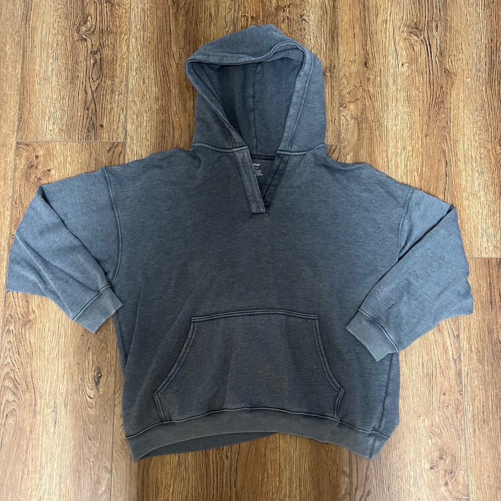 Aerie Charcoal Grey Pullover Hoodie Womens S Oversized Faded Relaxed‎ Sweatshirt